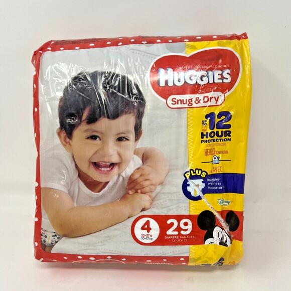 NWT 2012 huggies snug & dry diaper SIZE 4 22-37lbs Disney Baby Mickey Mouse - Picture 2 of 8